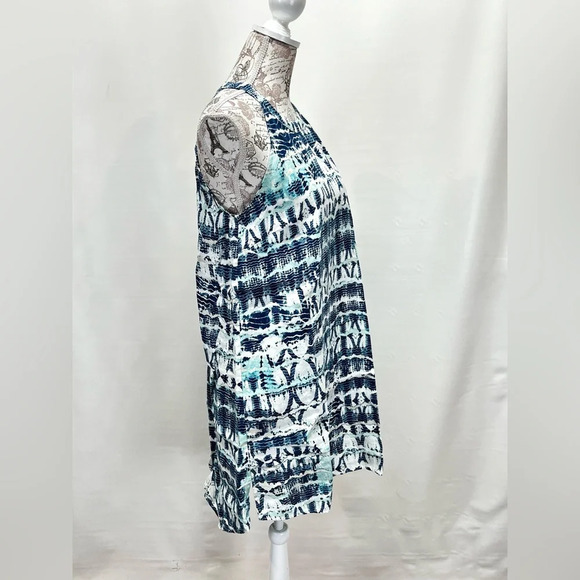 NICOLE MILLER Navy and aqua 💯 Linen halter neck mini dress size M. - Picture 7 of 12